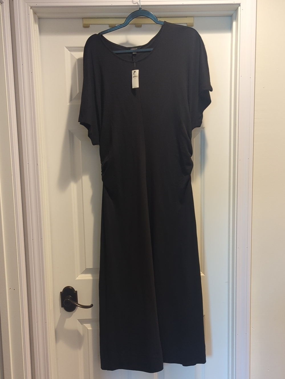 Banana Republic Black Midi Dress with Side Ruching Detail